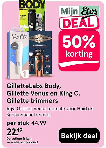 GilletteLabs Body, Gillette Venus en King C. Gillette trimmers 50% korting