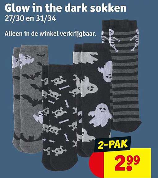 Glow in the dark sokken 27/30 en 31/34 2-PAK