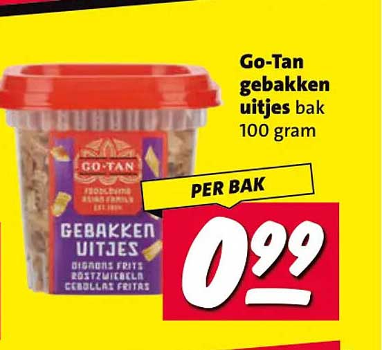 Go-Tan gebakken uitjes bak 100 gram PER BAK