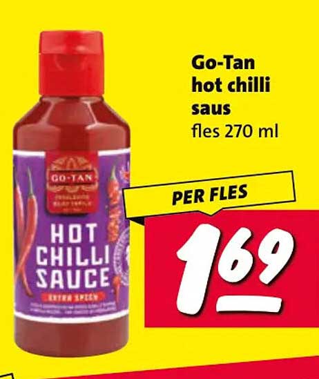 Go-Tan hot chilli saus fles 270 ml PER FLES