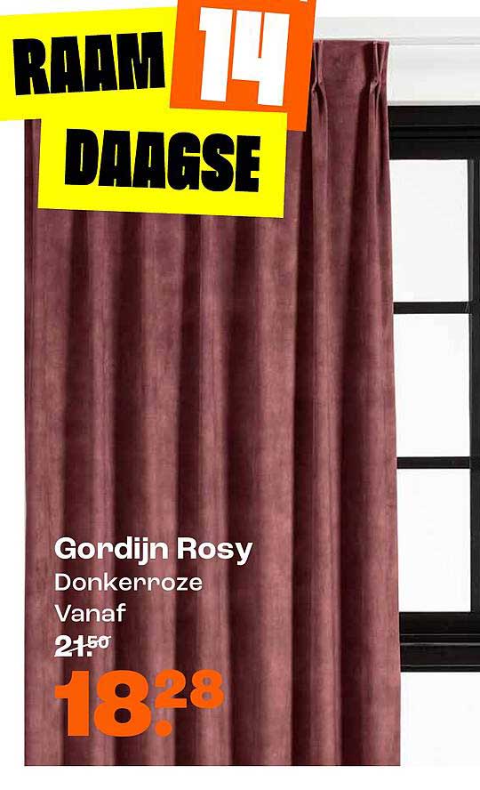 Gordijn Rosy Donkerroze Vanaf RAAM DAAGSE