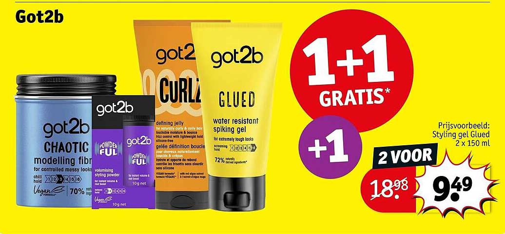 got2b Styling Gel Glued 2 x 150 ml 1+1 GRATIS*