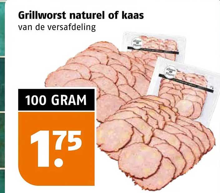 Grillworst naturel of kaas van de versafdeling