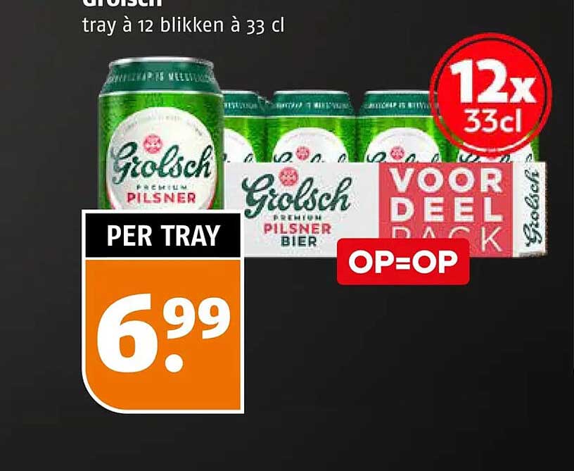 Grolsch premium pilsner tray à 12 blikken à 33 cl VOORDEELPACK OP=OP