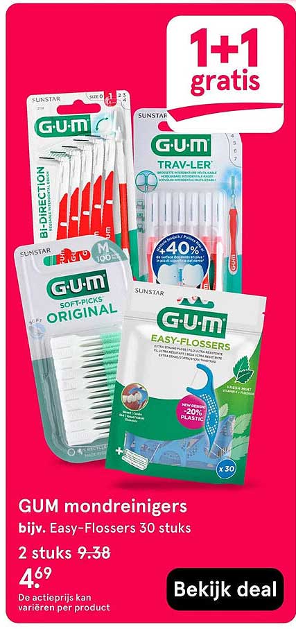 GUM mondreinigers bijv. Easy-Flossers 30 stuks 1+1 gratis