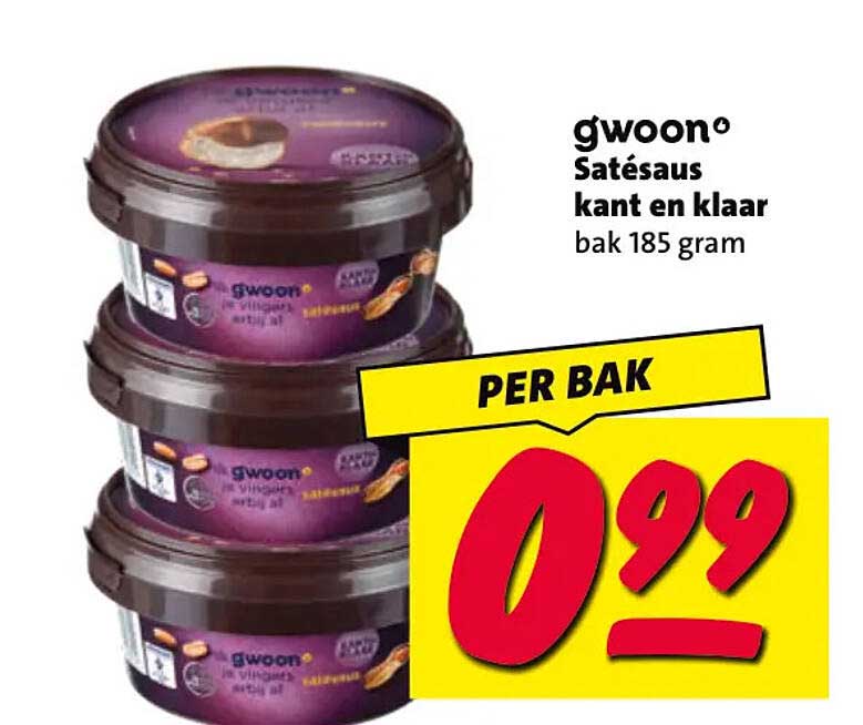 g'woon Satésaus kant en klaar bak 185 gram