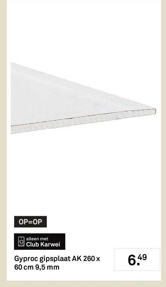 Gyproc gipsplaat AK 260 x 60 cm 9,5 mm