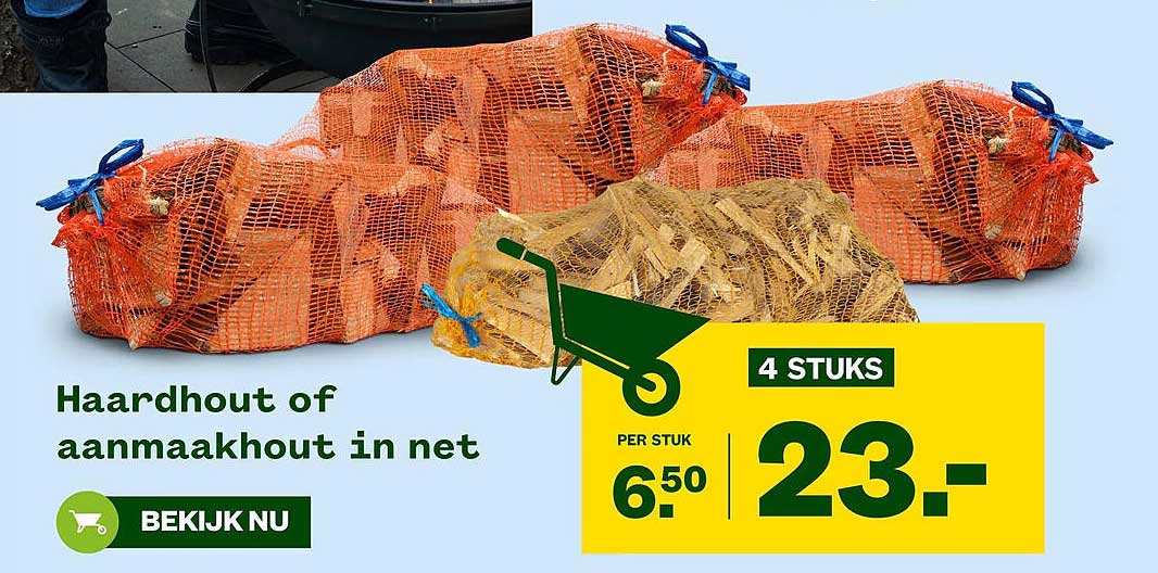 Haardhout of aanmaakhout in net 4 stuks