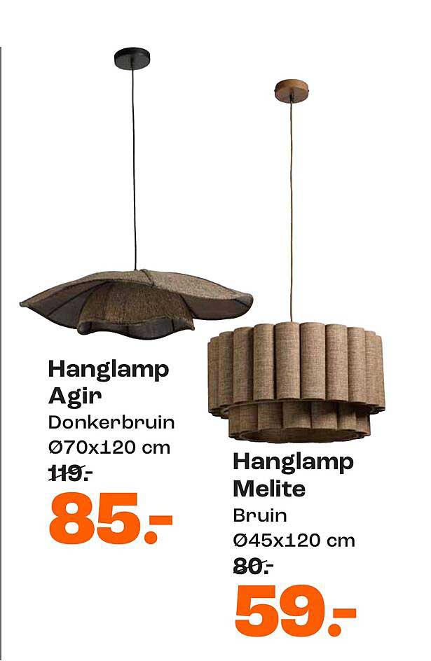 Hanglamp Agir Donkerbruin Ø70x120 cm