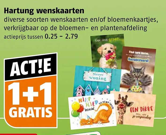 Hartung wenskaarten 1+1 gratis