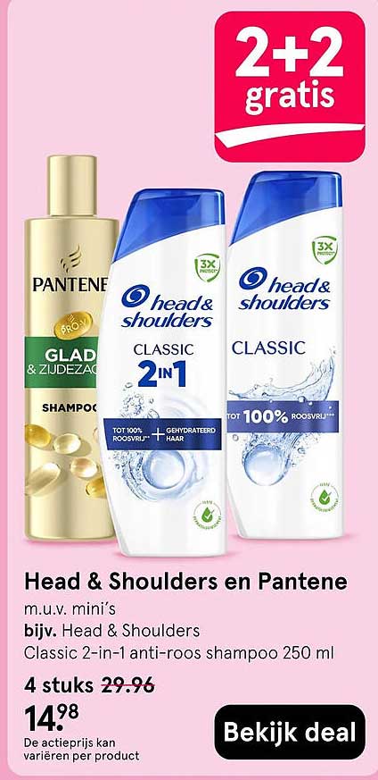 Head & Shoulders en Pantene 2+2 gratis