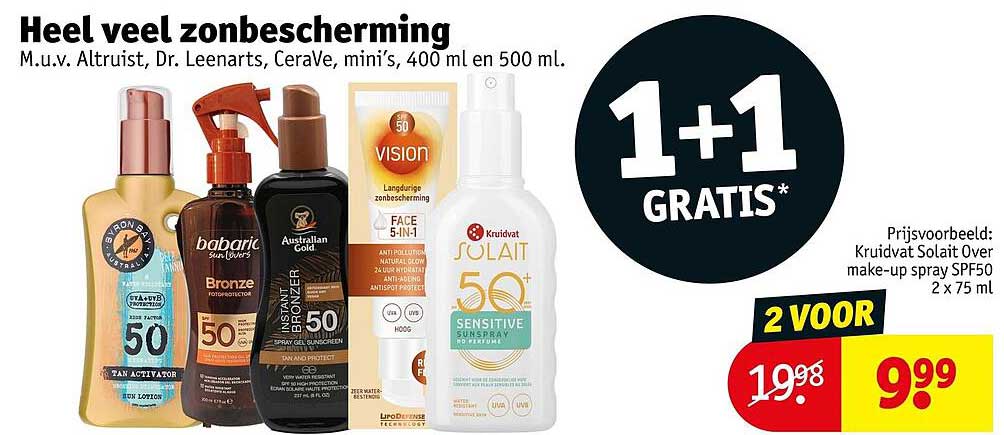 Heel veel zonbescherming 1+1 GRATIS