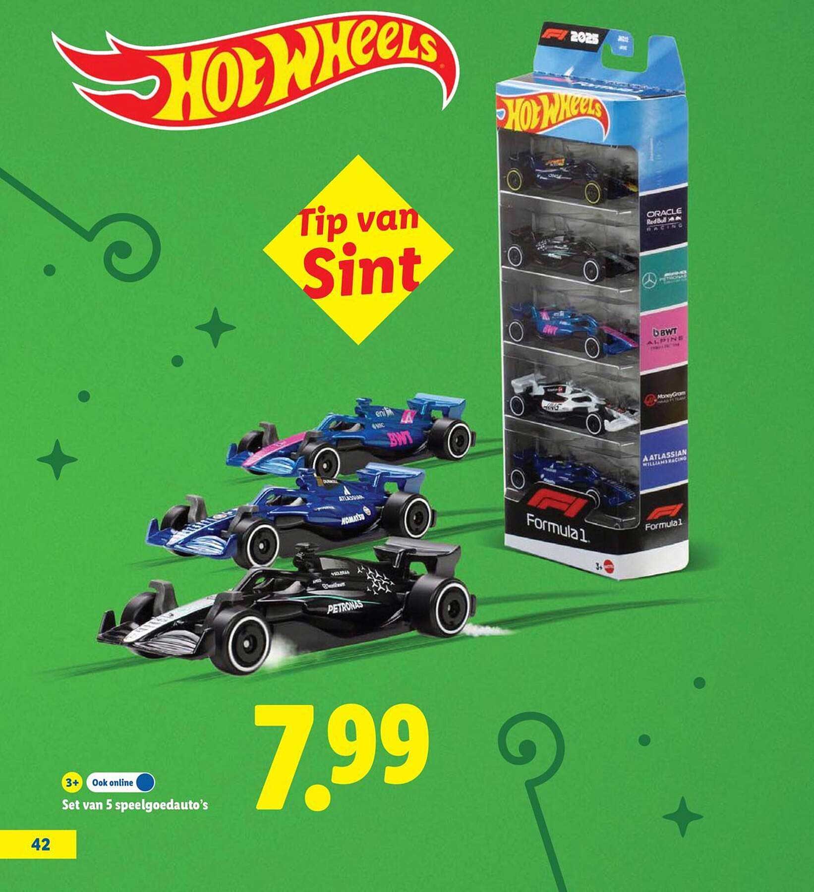 Hot Wheels Tip van Sint Set van 5 speelgoedauto's