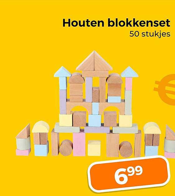 Houten blokkenset 50 stukjes