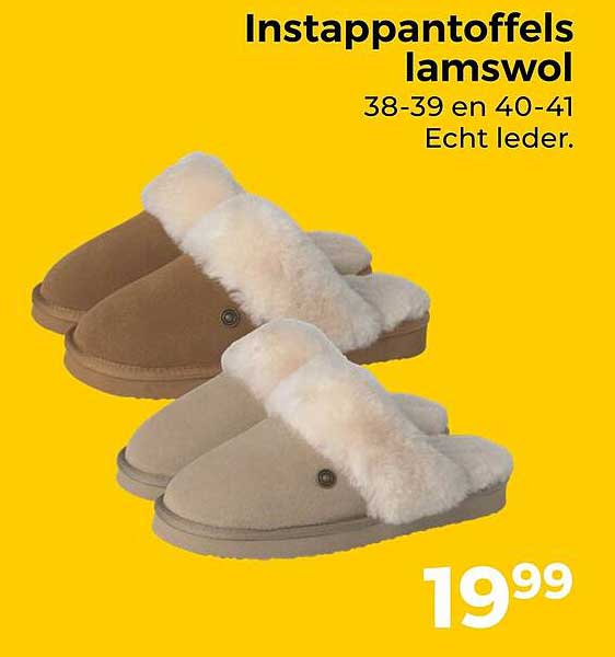 Instappers lamswol 38-39 en 40-41 Echt leder.