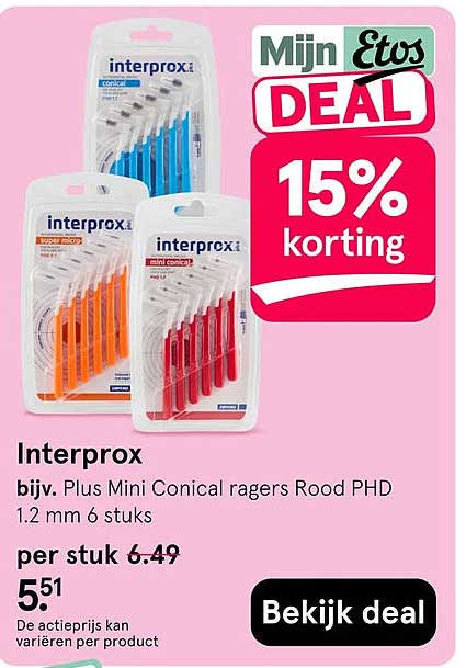 Interprox bijv. Plus Mini Conical ragers Rood PHD 1.2 mm 6 stuks