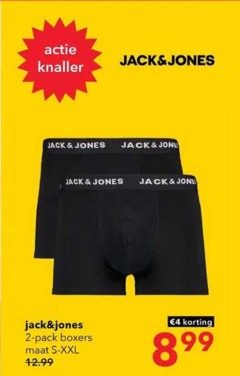 jack&jones 2-pack boxers maat S-XXL €4 korting