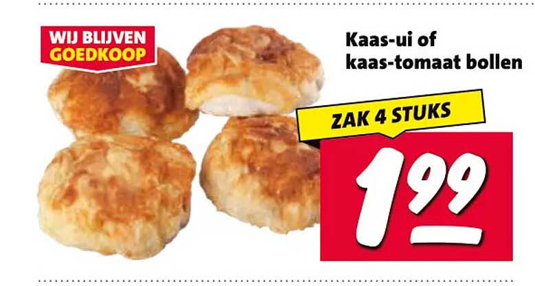 Kaas-ui of kaas-tomaat bollen ZAK 4 STUKS
