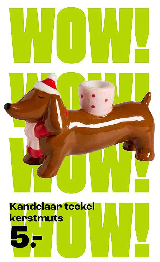 Kandelaar teckel kerstmuts