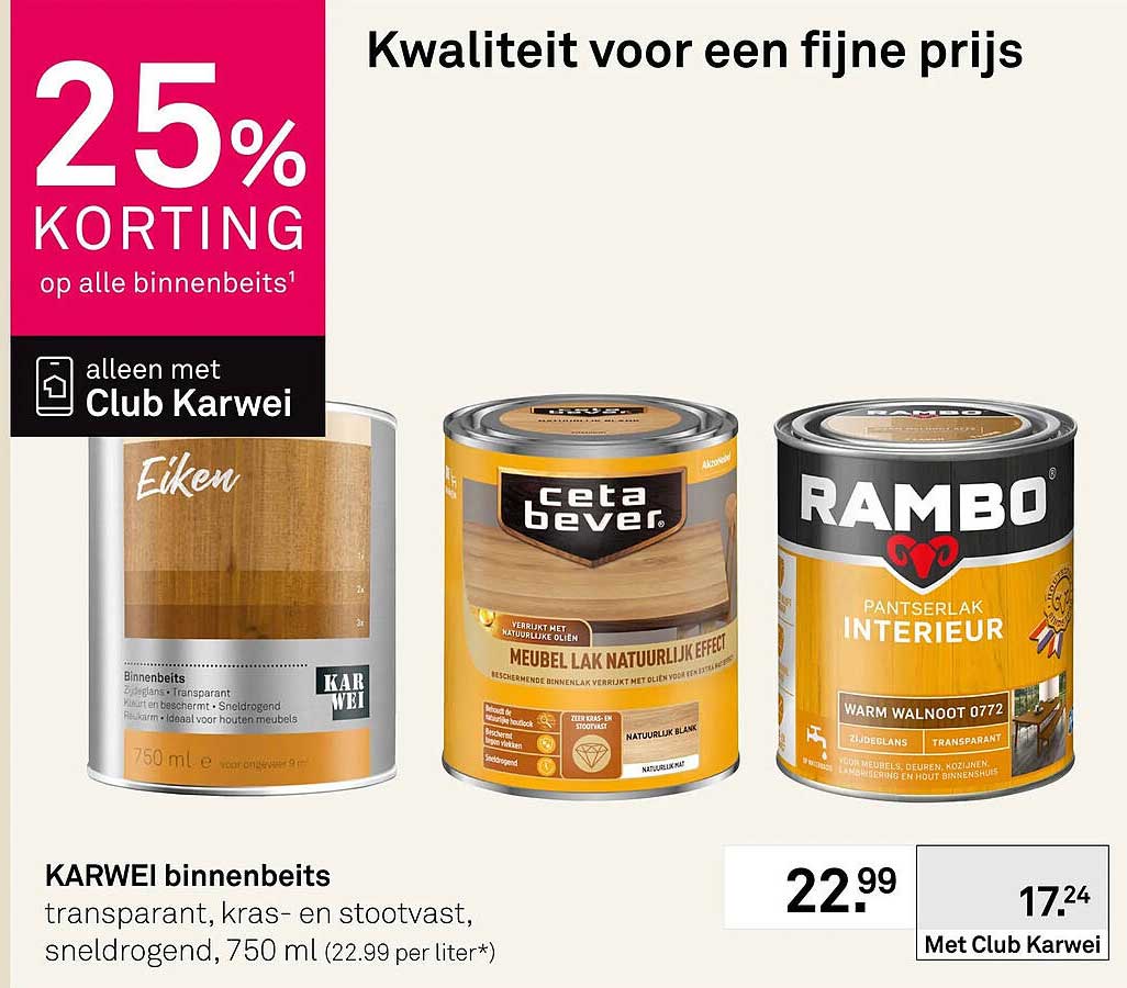 KARWEI binnenbeits transparant, kras- en stootvast, sneldrogend, 750 ml