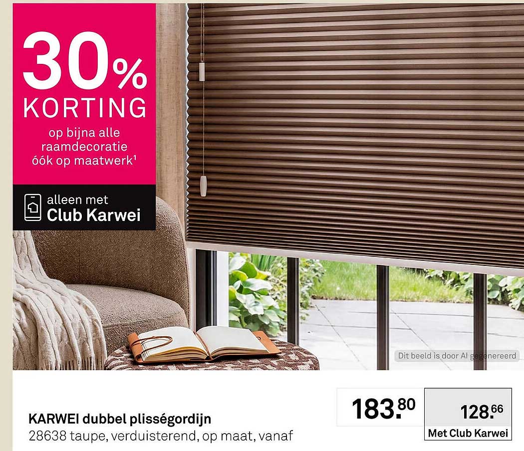 KARWEI dubbel plisségordijn 28638 taupe, verduisterend, op maat, vanaf