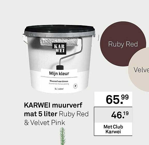 KARWEI muurverf mat 5 liter Ruby Red & Velvet Pink