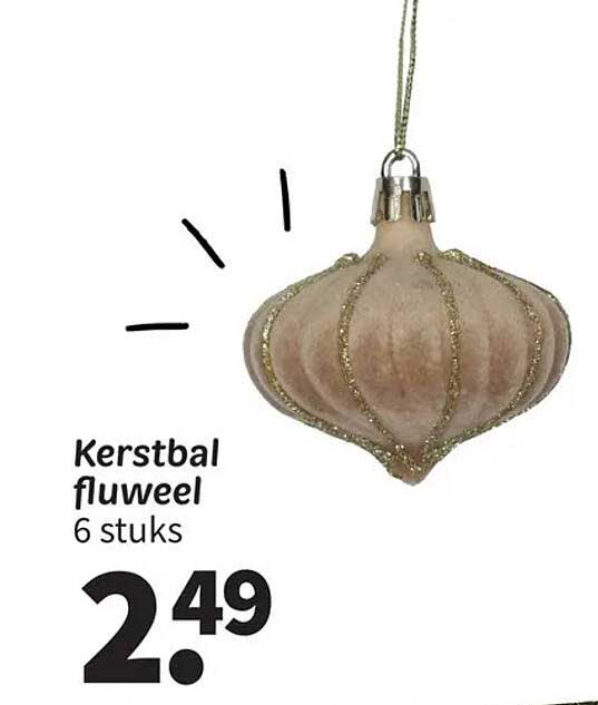 Kerstbal fluweel 6 stuks