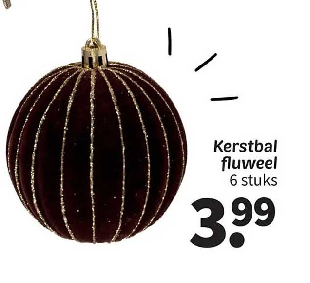 Kerstbal fluweel 6 stuks