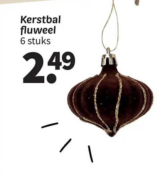 Kerstbal fluweel 6 stuks