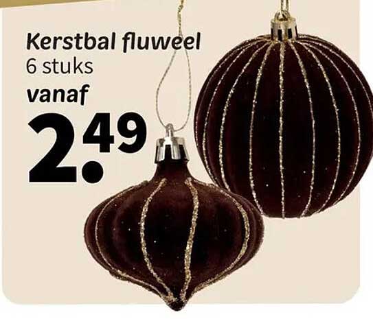 Kerstbal fluweel 6 stuks vanaf