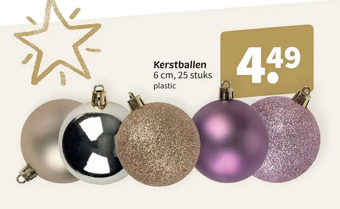 Kerstballen 6 cm, 25 stuks plastic