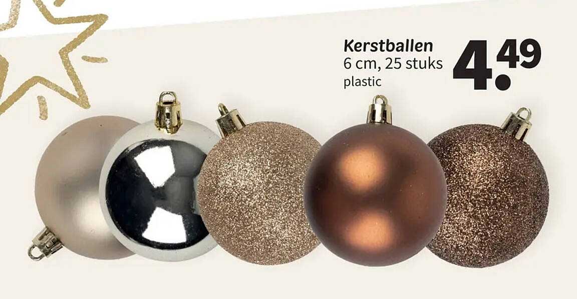Kerstballen 6 cm, 25 stuks plastic