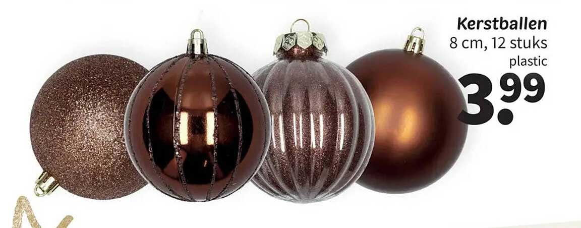 Kerstballen 8 cm, 12 stuks plastic