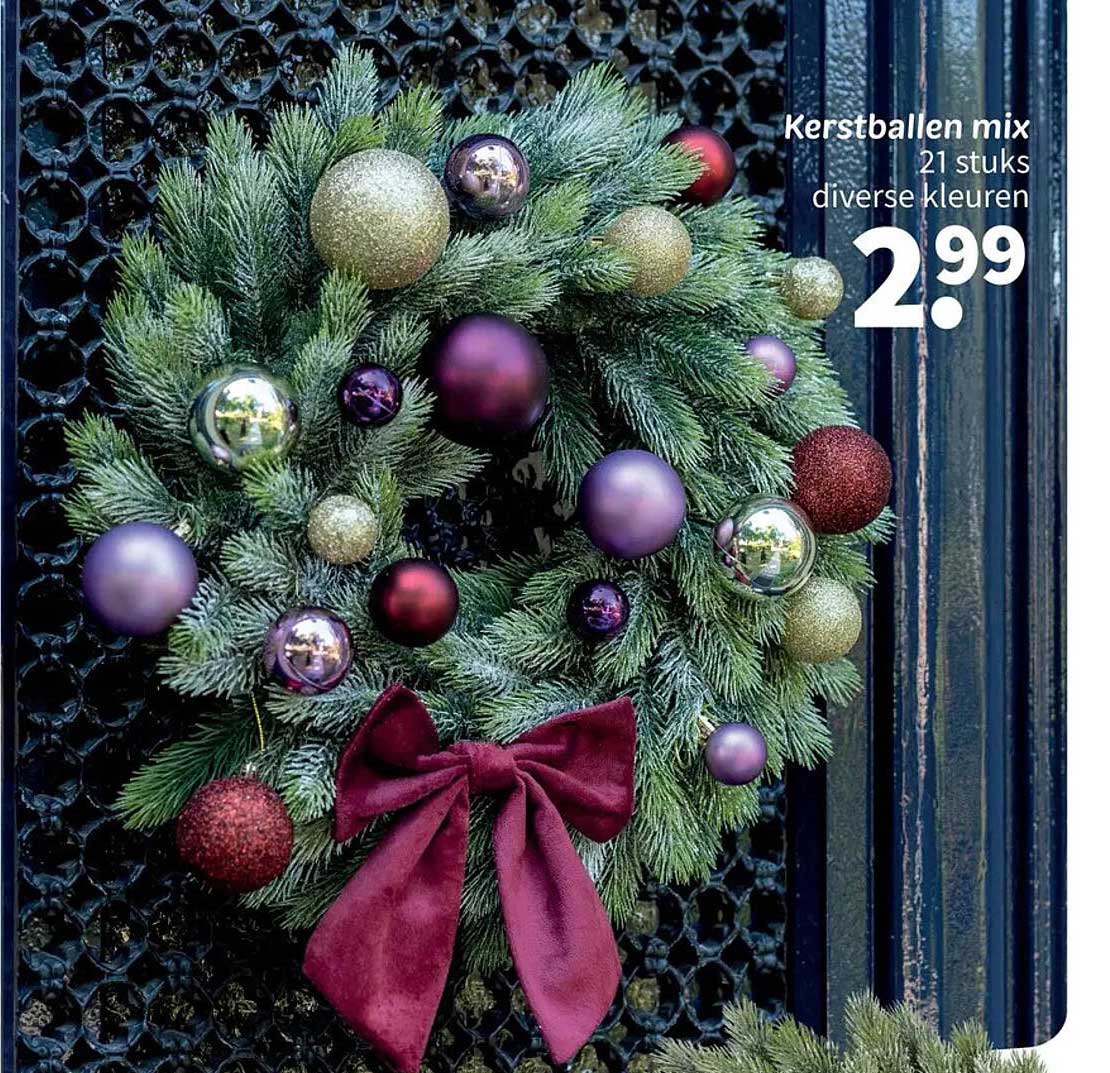 Kerstballen mix 21 stuks diverse kleuren