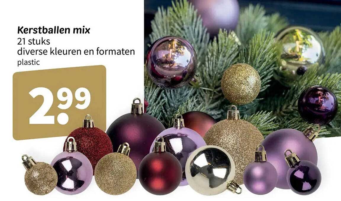 Kerstballen mix 21 stuks diverse kleuren en formaten plastic