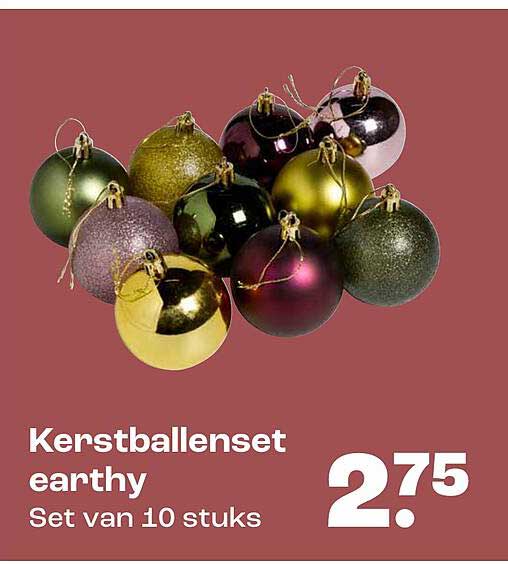 Kerstballenset earthy Set van 10 stuks