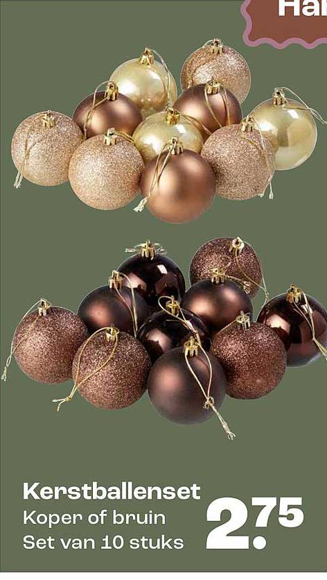 Kerstballenset Koper of bruin Set van 10 stuks