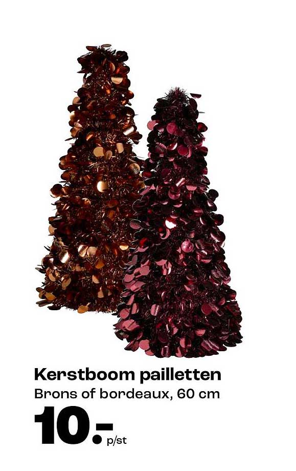 Kerstboom pailletten Brons of bordeaux, 60 cm