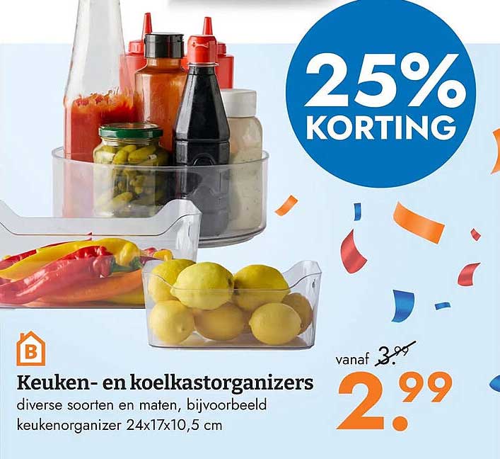 Keuken- en koelkastorganizers 25% KORTING