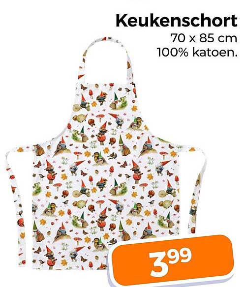 Keukenschort 70 x 85 cm 100% katoen.