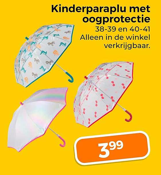 Kinderparaplu met oogprotectie 38-39 en 40-41 Alleen in de winkel verkrijgbaar.