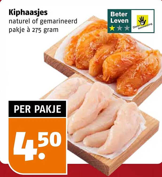 Kiphaasjes naturel of gemarineerd pakje à 275 gram
