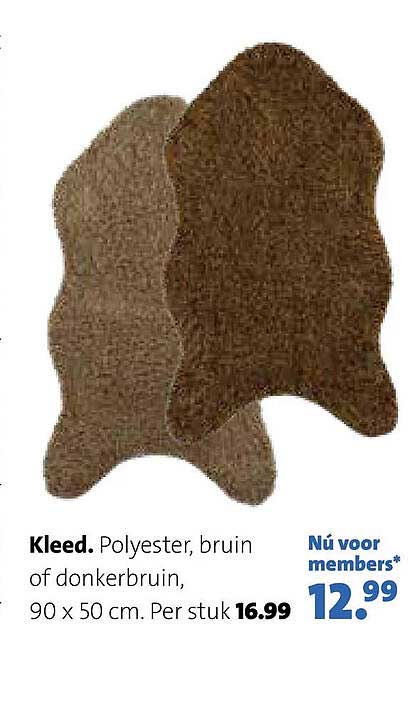Kleed. Polyester, bruin of donkerbruin, 90 x 50 cm. Per stuk