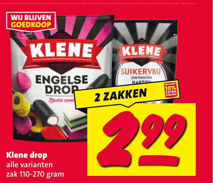 Klene drop alle varianten zak 110-270 gram 2 ZAKKEN