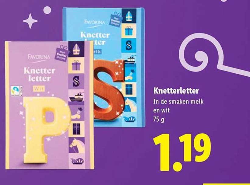 Knetterletter In de smaken melk en wit 75 g