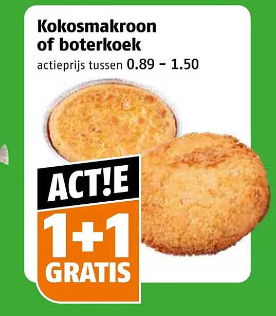 Kokosmakroon of boterkoek 1+1 gratis