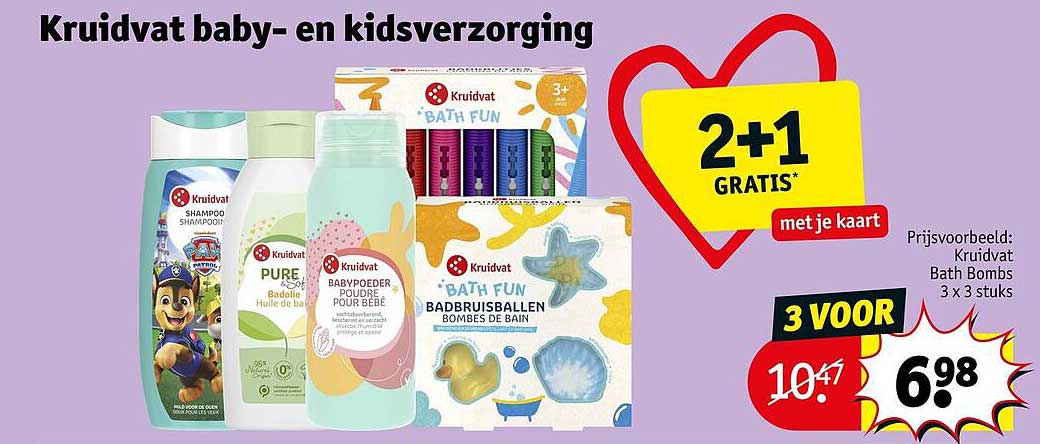 Kruidvat baby- en kindverzorging 2+1 GRATIS* met je kaart
