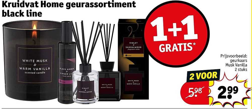 Kruidvat Home geassortiment black line 1+1 GRATIS*