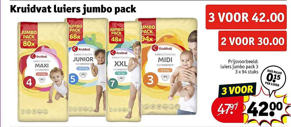 Kruidvat luiers jumbo pack 3 VOOR 42.00