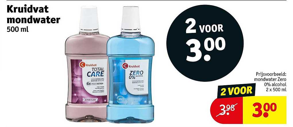 Kruidvat mondwater 500 ml 2 voor 3.00